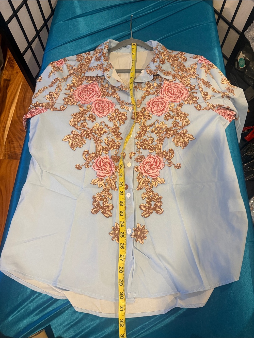 Sky Blue Floral Button-Down Shirt - Picture 4 of 5